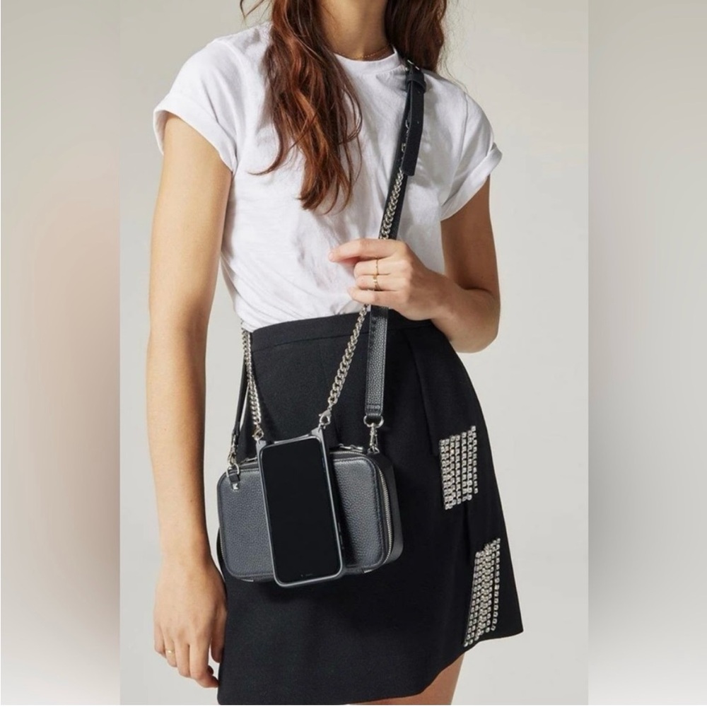 BANDOLIER CAMERON Convertible Crossbody W/ Hailey Strap & Chains Black/Slvr NWT